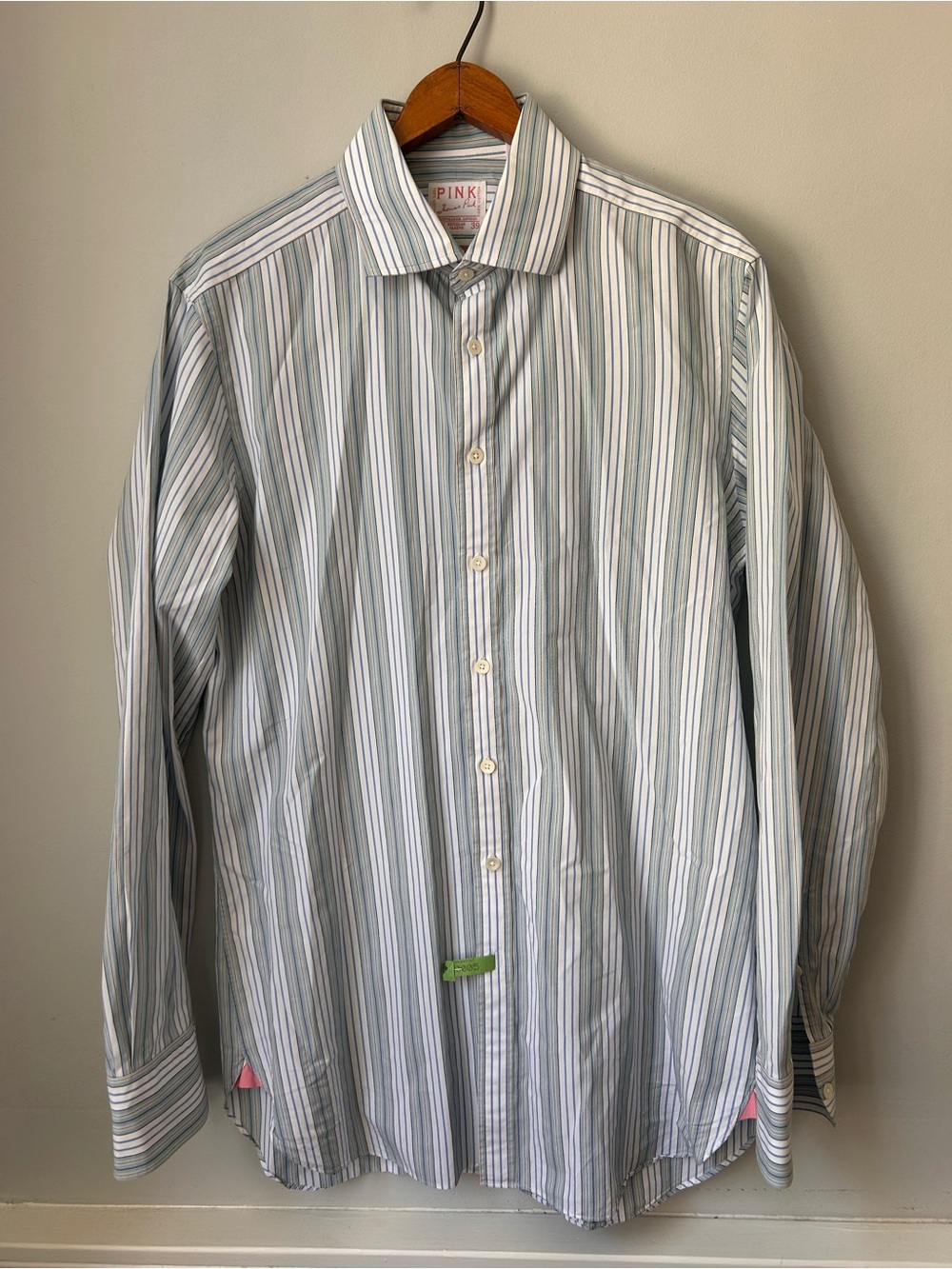 Pink Thomas Pink‎ Dress Shirt Long Sleeve Size 15.5 39cm Button shirt Blue Green